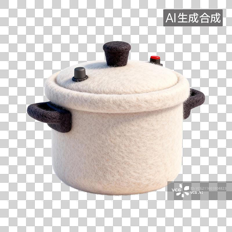 【AI数字艺术】毛绒质感的卡通锅具图片素材