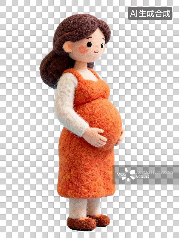 【AI数字艺术】3D毛毡风格一个孕妇元素图片素材