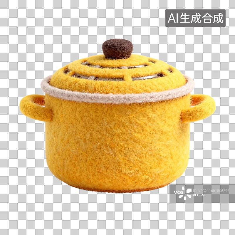 【AI数字艺术】毛毡黄色锅具图片素材