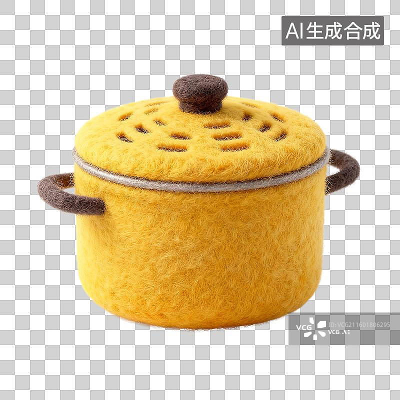 【AI数字艺术】毛毡材质的黄色锅具图片素材