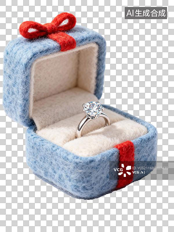【AI数字艺术】3D毛毡风格订婚戒指钻戒元素图片素材