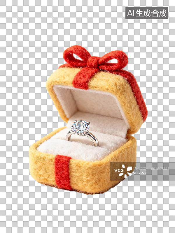 【AI数字艺术】3D毛毡风格订婚戒指钻戒元素图片素材