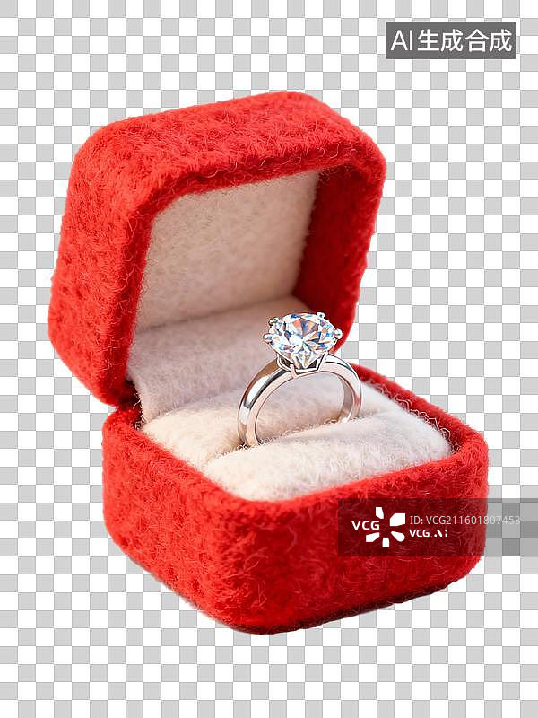 【AI数字艺术】3D毛毡风格订婚戒指钻戒元素图片素材