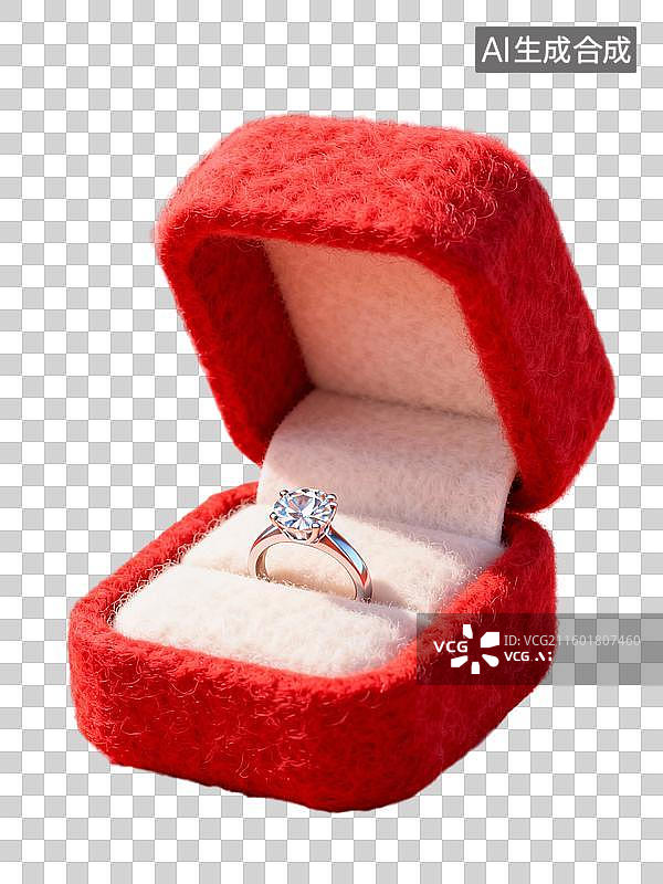 【AI数字艺术】3D毛毡风格订婚戒指钻戒元素图片素材