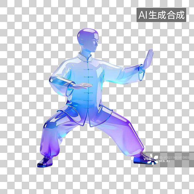 【AI数字艺术】透明人物演练传统太极拳图片素材