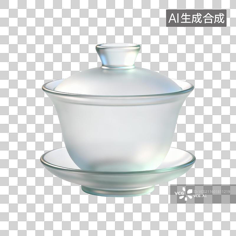 【AI数字艺术】透明玻璃盖碗茶具图片素材