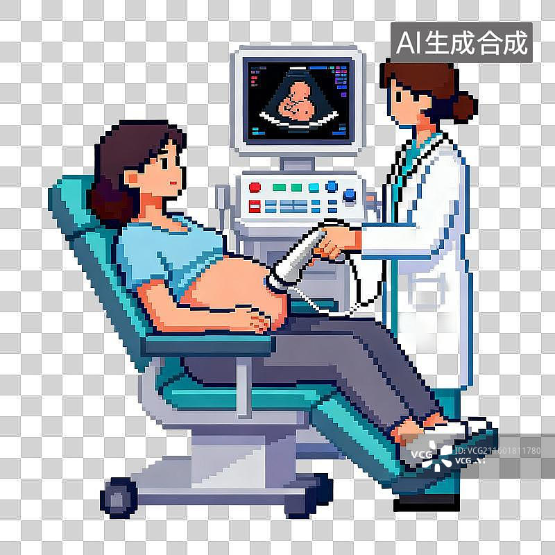 【AI数字艺术】孕妇接受超声波检查图片素材