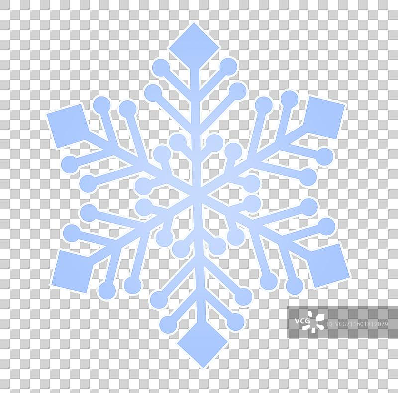 雪花插画设计元素，二十四节气小雪大雪蓝色高端简约雪花冬天冬季插画元素图片素材