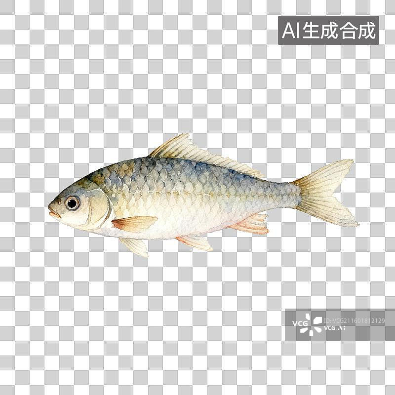【AI数字艺术】一条银色鲤鱼的侧面图图片素材