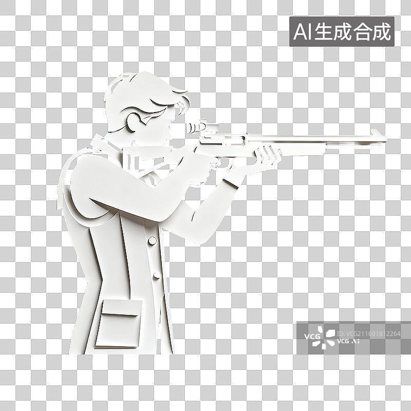 【AI数字艺术】持狙击步枪的科学家剪影图片素材