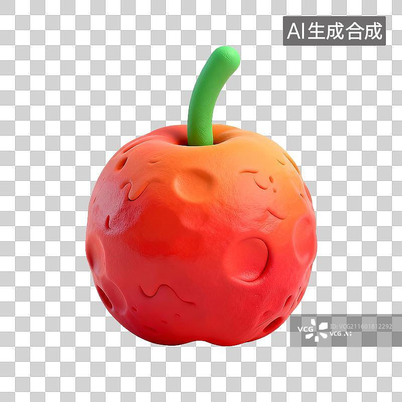 【AI数字艺术】一个色彩鲜艳的塑料苹果玩具图片素材