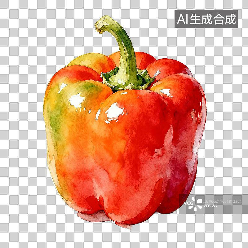 【AI数字艺术】水彩画风格的红甜椒图片素材