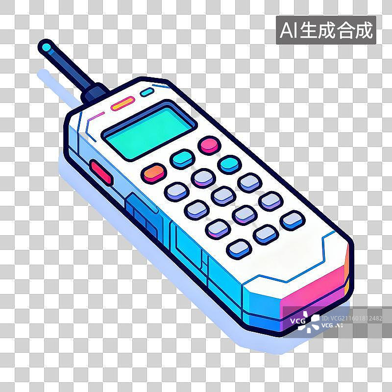 【AI数字艺术】复古风格的彩色对讲机插图图片素材
