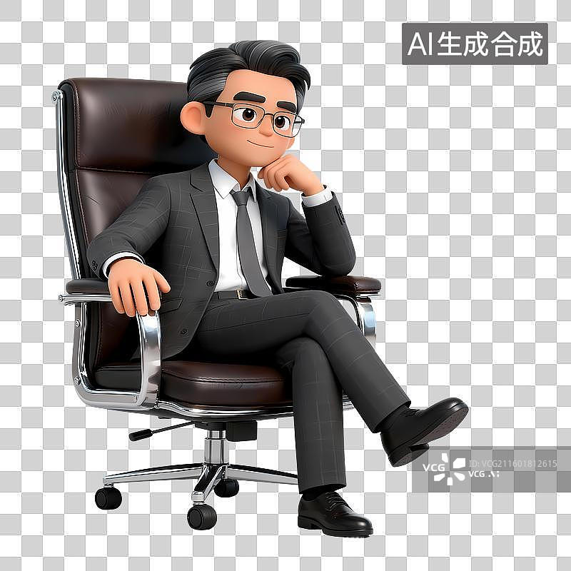 【AI数字艺术】坐在老板椅上的领导人物插画图片素材