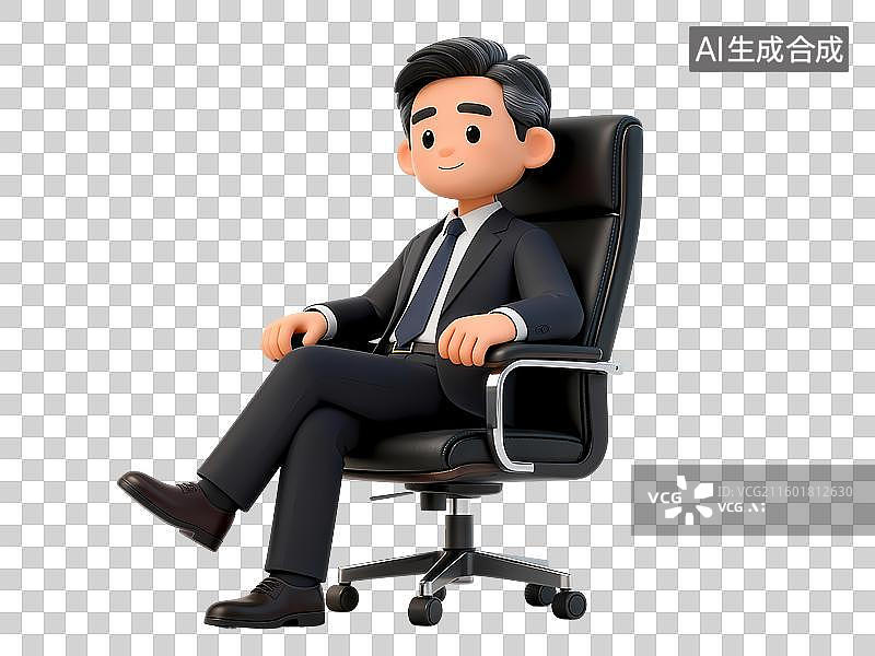【AI数字艺术】坐在老板椅上的领导人物插画图片素材