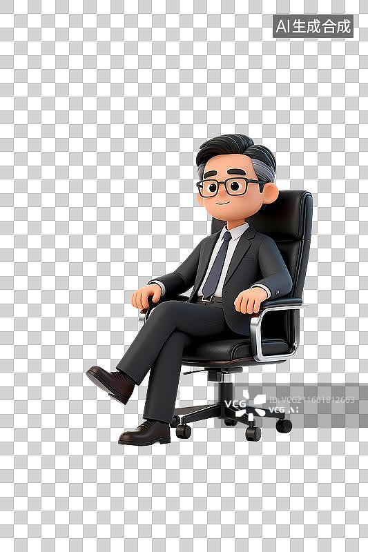 【AI数字艺术】坐在老板椅上的领导人物插画图片素材