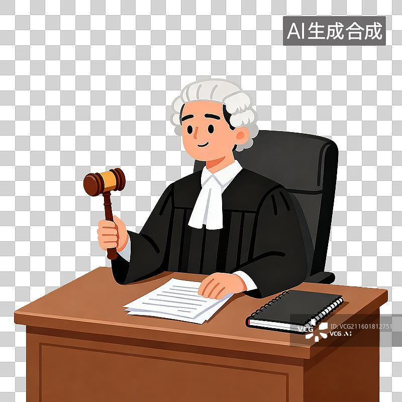 【AI数字艺术】法官在法庭上敲击法槌图片素材