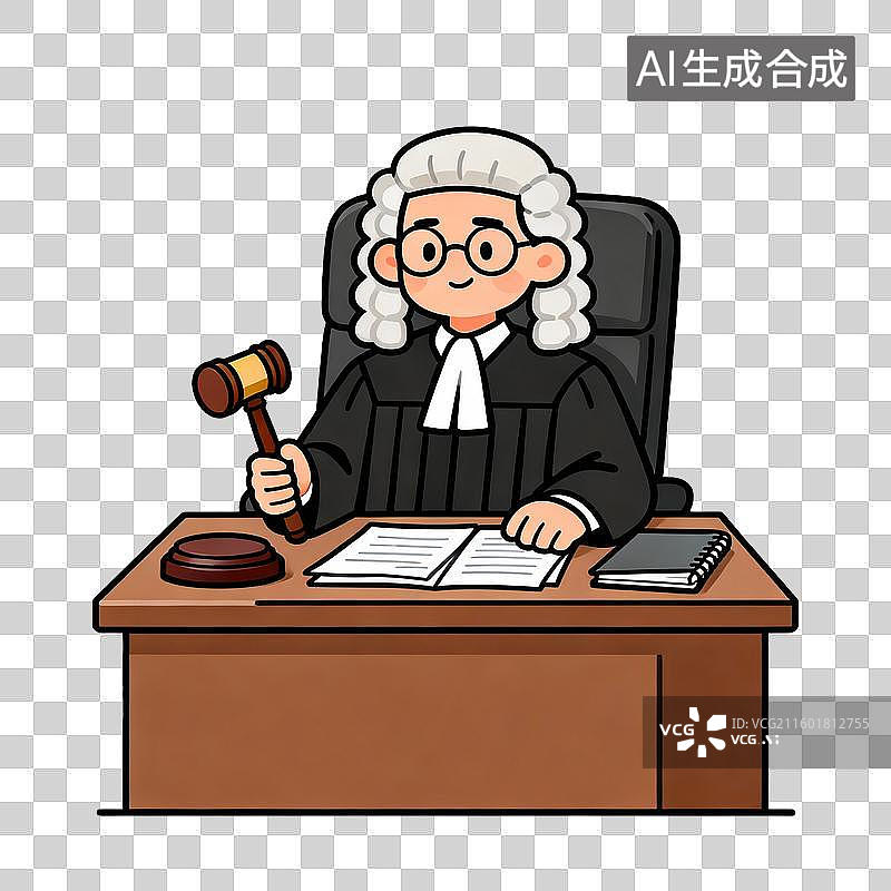 【AI数字艺术】法官在法庭上敲击法槌图片素材