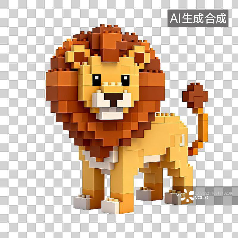 【AI数字艺术】乐高积木拼装的雄狮图片素材