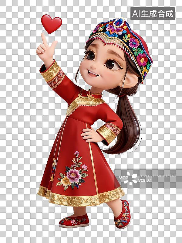 【AI数字艺术】3D卡通少数民族美女——锡伯族图片素材