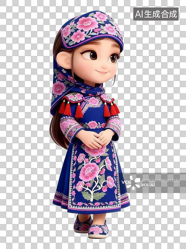 【AI数字艺术】3D卡通少数民族美女——羌族图片素材
