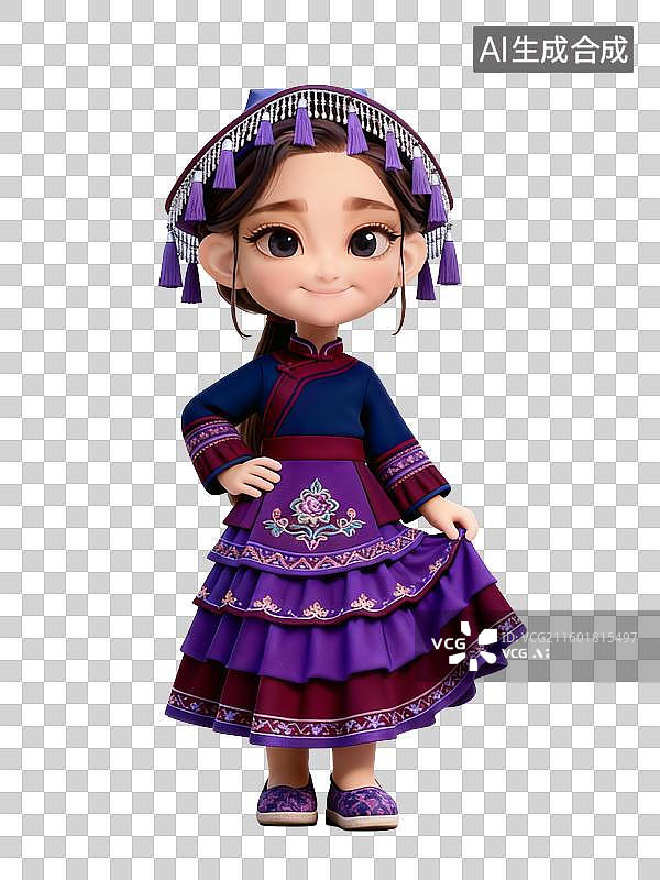 【AI数字艺术】3D卡通少数民族美女——毛南族图片素材