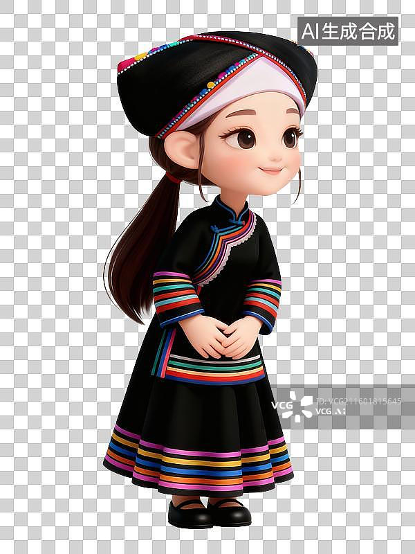 【AI数字艺术】3D卡通少数民族美女——拉祜族图片素材