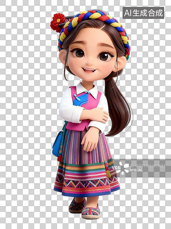 【AI数字艺术】3D卡通少数民族美女——怒族图片素材