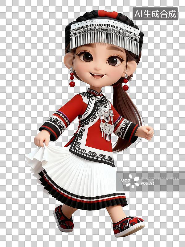 【AI数字艺术】3D卡通少数民族美女——彝族图片素材