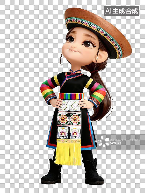 【AI数字艺术】3D卡通少数民族美女——土族图片素材