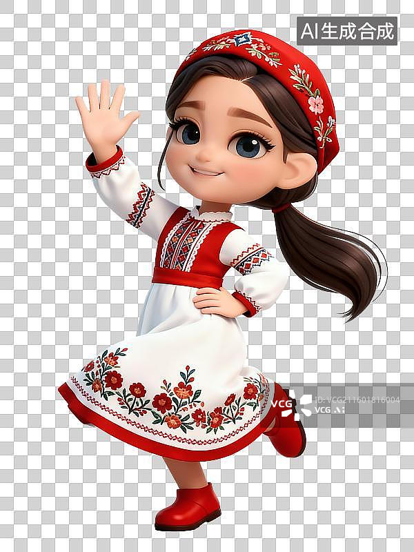 【AI数字艺术】3D卡通少数民族美女——俄罗斯族图片素材