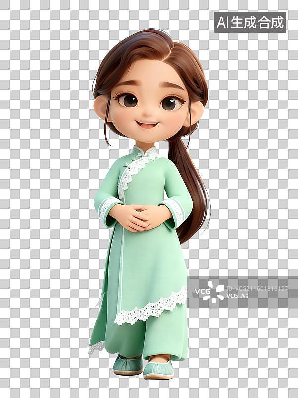 【AI数字艺术】3D卡通少数民族美女——京族图片素材