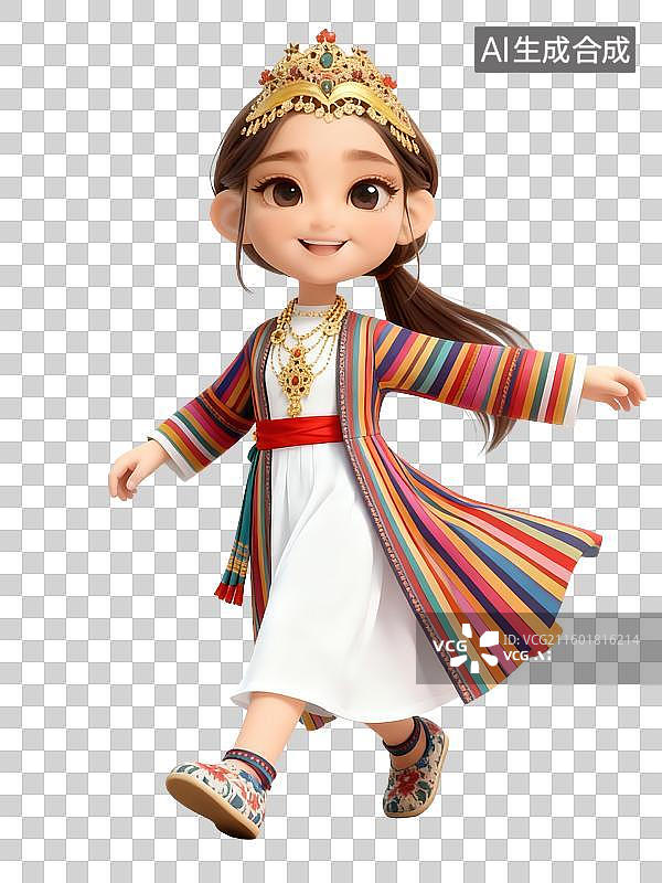 【AI数字艺术】3D卡通少数民族美女——乌孜别克族图片素材