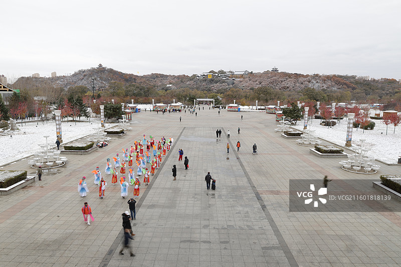 东北秧歌，萨满舞，秧歌，人民广场，德胜门，第一场雪，初雪，放风筝，北山公园，吉林北山风景区，东北，图片素材