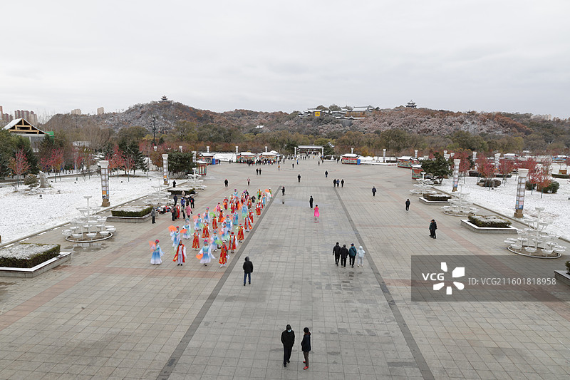 东北秧歌，萨满舞，秧歌，人民广场，德胜门，第一场雪，初雪，放风筝，吉林，东北，图片素材