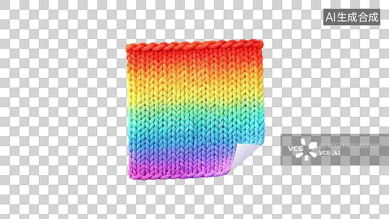 【AI数字艺术】彩虹色卡通毛线针织质感的便签纸图片素材