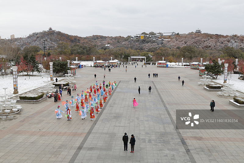 东北秧歌，萨满舞，秧歌，人民广场，德胜门，第一场雪，初雪，放风筝，吉林，东北，图片素材