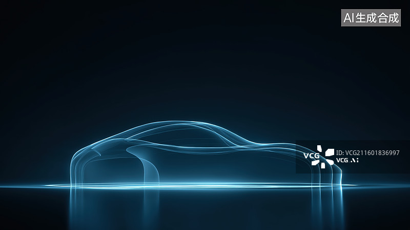 【AI数字艺术】蓝色汽车轮廓图片素材