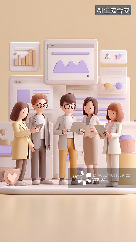 【AI数字艺术】团队协作分析数据场景图片素材