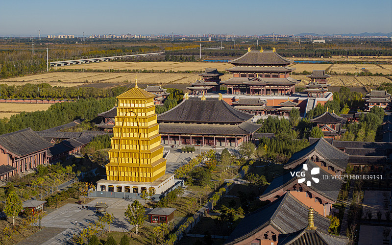 天津市宝坻区大觉禅寺航拍图片素材
