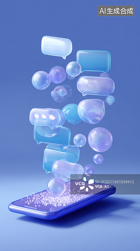 【AI数字艺术】手机悬浮对话气泡图片素材