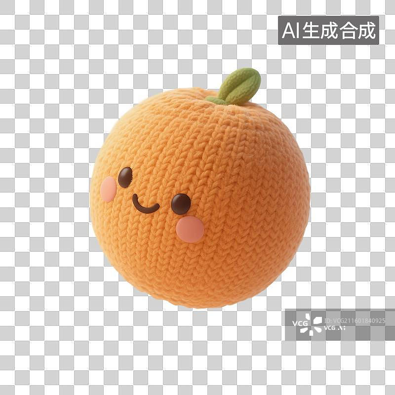 【AI数字艺术】3D渲染，针织质感卡通水果，橙子，橘子，水果，沃柑，砂糖橘，春节新年，传统节日，免抠元素图片素材