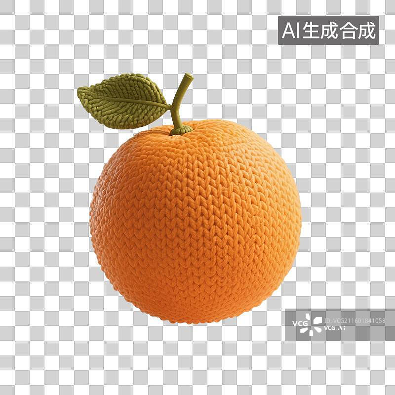 【AI数字艺术】3D渲染，针织质感卡通水果，橙子，橘子，水果，沃柑，砂糖橘，春节新年，传统节日，免抠元素图片素材