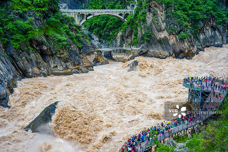 高视角的金沙江上虎跳峡图片素材