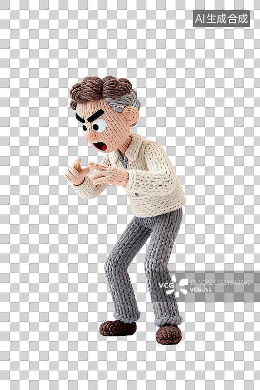 【AI数字艺术】愤怒且惊讶的针织人物图片素材