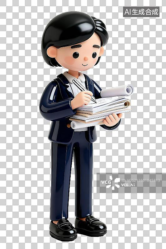 【AI数字艺术】身着西装手持文件的职场人士图片素材