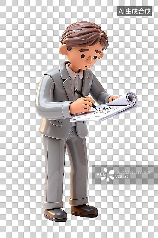 【AI数字艺术】穿着西装专注书写的男士图片素材