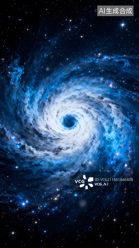 【AI数字艺术】蓝旋星系涡卷星穹绘就宇宙奇境图片素材