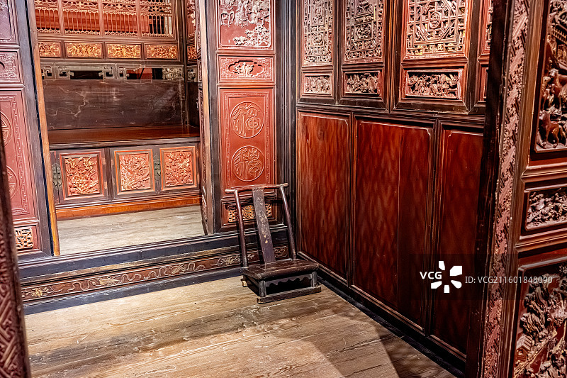 泰宁明清园 金丝楠拔步床 清朝中叶大户人家卧室床前的小木屋 福建三明文化旅游图片素材