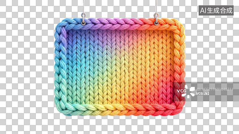 【AI数字艺术】彩色抽象编织毛线空白广告海报白板  编织风格的告示牌图片素材